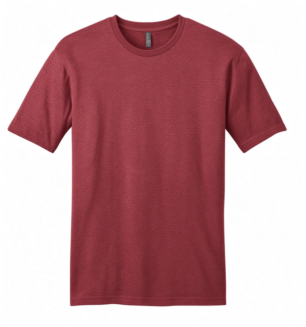 A classic short-sleeve crewneck t-shirt in a heathered red color, displayed flat against a solid white background.